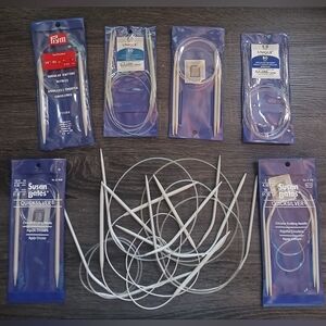 Lot of 17 Circular Knitting Needles Susan Bates Unique Prym Mixed Sizes Aluminum